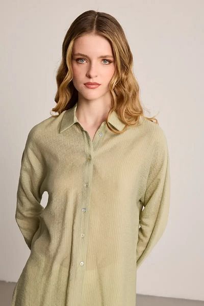 Gusto Self-Striped Shirt - Green