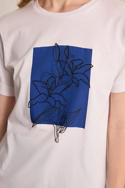 Gusto Tricou din bumbac cu imprimeu floral - alb