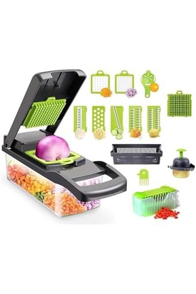 Other 15-in-1 Vegetable Chopper with Interchangeable Blades and 1.2L Storage Container