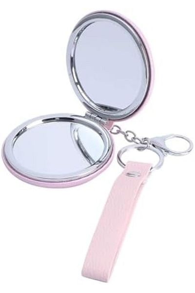 Other Foldable Small Double-Sided Pocket Mirror with Keychain and Strap