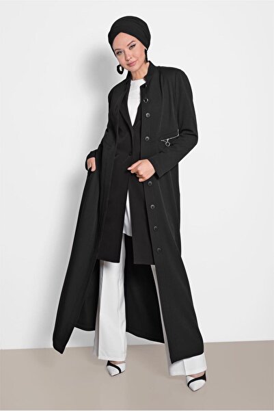 Alvina 1456 Model Waist and Back Zippered Curtain Decorated