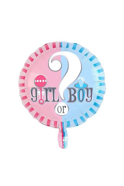 Flippy Balon, Flippy, Figurina Rotunda, Model Girl or Boy, Tema Gender Reveal, 45 cm, , Albastru/Roz