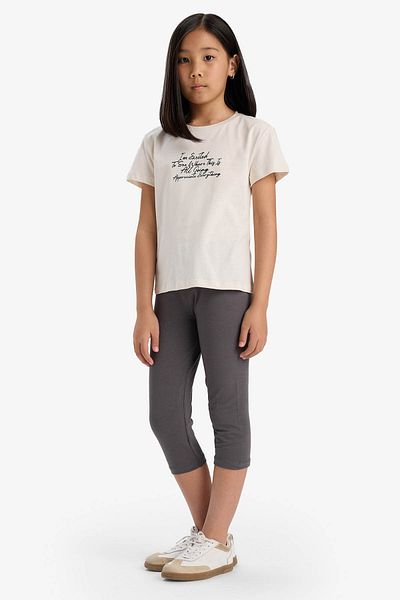 DeFacto Tricou cu mânecă scurtă imprimat cu decolteu pentru fete E5892a825sm