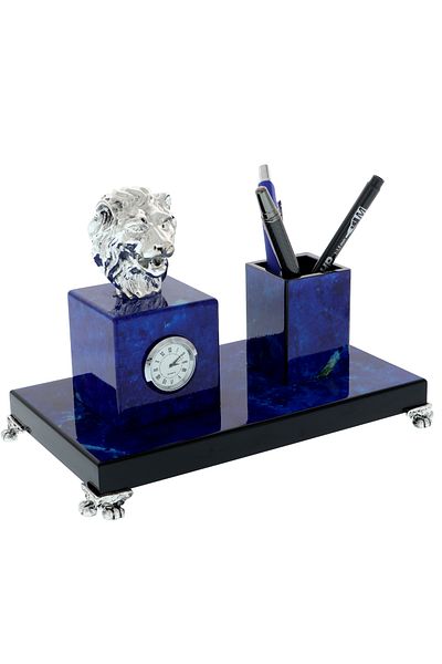 GiftExpress Suport birou cu ceas Highclass albastru leu