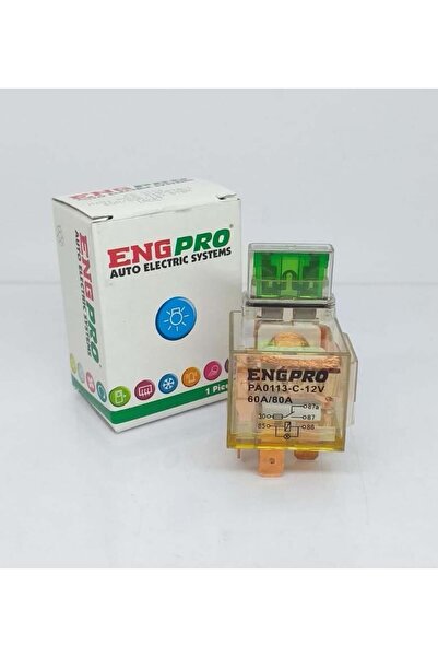 Eng 12V RÖLE 5 UÇLU 60 A/80 A (ÇİFT PLATİN) (87a) (ŞEFFAF) (SİGORTALI) (DÜZ TİP) AYAKLI