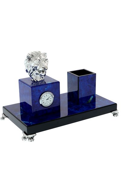 GiftExpress Suport birou cu ceas Highclass albastru leu