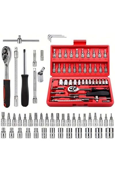 Other Ratcheting Wrench Set 6.4mm: Comprehensive 46-Piece Mechanic Tools Set for Auto and Home Repair