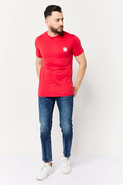 Aquascutum Men Crew Neck Short Sleeve Graphic Print T-shirt, Red