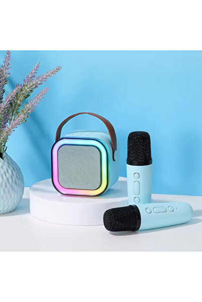 ABYZ Boxă cu 2 microfoane karaoke inteligente pentru copii, Boxă wireless, Albastră