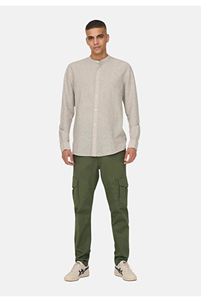 Only & Sons Solid Linen Noos Herren-Hemd in Beige ( 22019173 -chi)