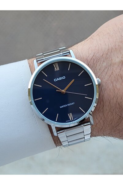 Casio Silver Navy Blue Color Men's Wrist Watch