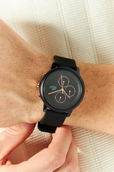 Lacoste Men 2011247 Rubber Strap Watch 38 Mm, Black
