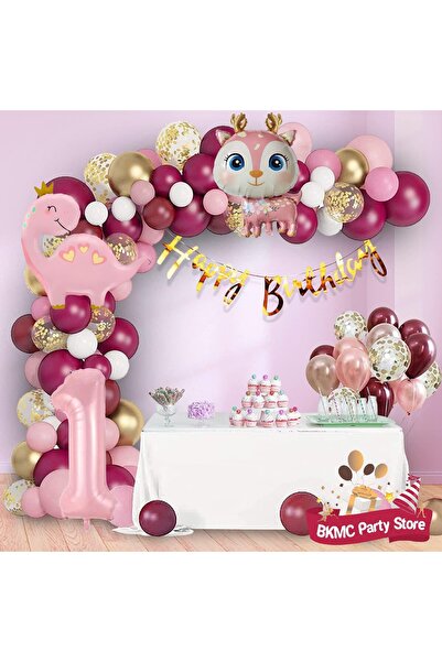 BKMC PARTY العمر الوردي ديناصور الغزلان احباط مجموعة حفلة عيد ميلاد للفتيات م...