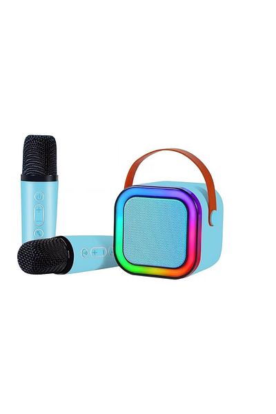 ABYZ Speaker with 2 Smart karaoke microphones for children, Wireless speaker, Blue