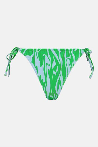 Monki Women Allover Print Bikini Bottom, Green