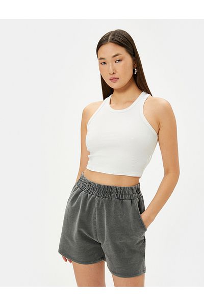 Koton New Season Elastic Waist Shorts Mini Pocket Normal Waist