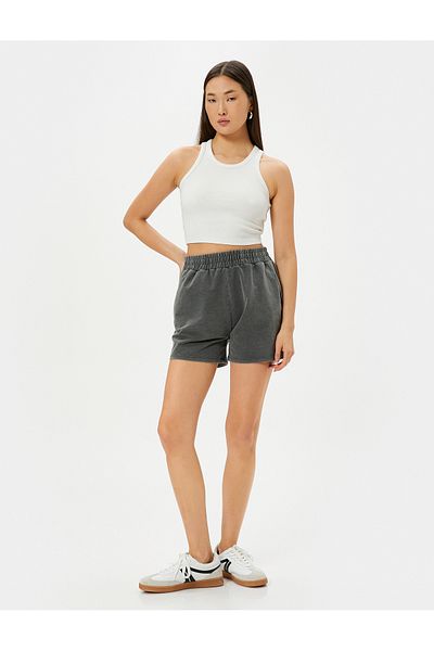Koton New Season Elastic Waist Shorts Mini Pocket Normal Waist