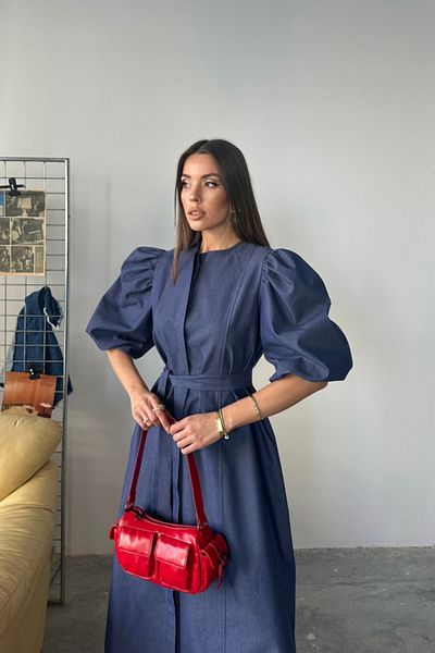 leyla sanat sanata yeni bir bakış açısı Leyla Art a New Perspective on Art Watermelon Sleeved Dress - Indigo