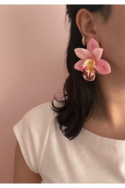 YENGEÇ Lotus Flower Model Earrings