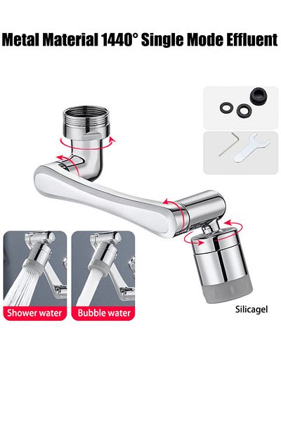 Choice Dual-mode Effluent 1 Stainless Steel Universal 1440°swivel Robotic Arm Swivel Extension Faucet Aerat