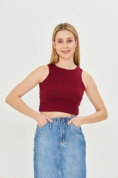 Dİ GİYİM Bordo-Brown 2 Pack Fitted/Crop Tank Top