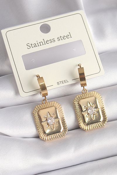 Skygo 316L Steel Gold Color Zircon Stone Star Embroidered Women's Earrings - Tj-Bkp9708