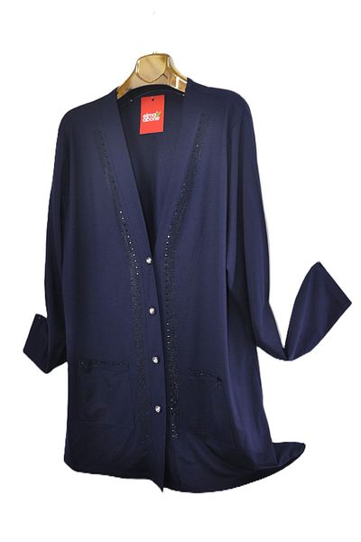 elma abone Large Size Combed Cotton Five Button Stone Mother Cardigan