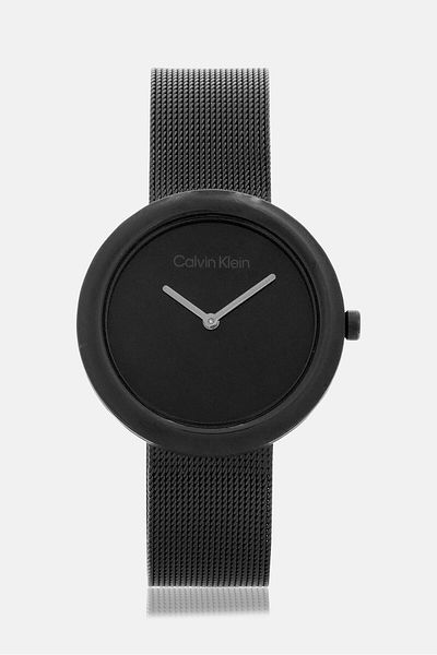 Calvin Klein Women 25200015 Stainless Steel Twisted Bezel Watches 35 Mm, Black