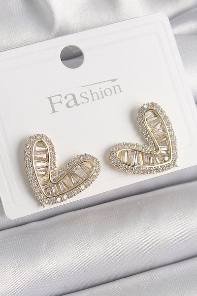 Skygo Brass Gold Color Zircon Stone Heart Model Women's Earrings - Tj-Bkp9858