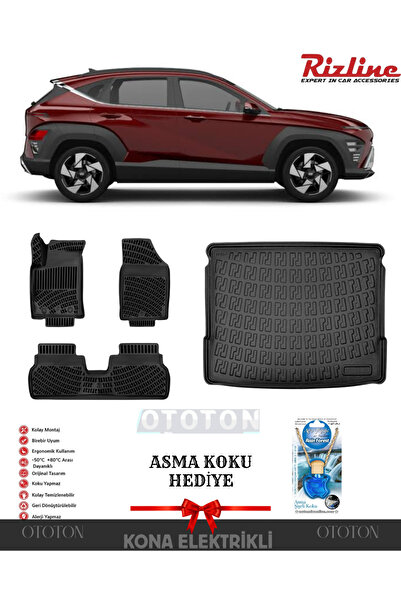 Rizline Hyundai Kona Elektrikli 2024 Sonrası (ÜST) Bagaj Havuzu ve 3D Havuzlu...