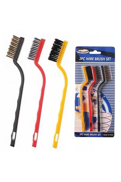 EVİMA (3 Pcs) Stainless Tip Mini Cleaning Brush for Rust and Heavy Dirt Oil Cleaning