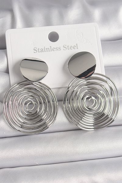 Skygo Brass Silver Color Spiral Circle Model Women's Earrings - Tj-Bkp10085