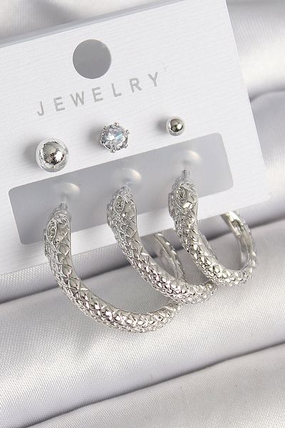 Skygo Brass Gold Color Zircon Stone Detailed Ring Snake Model Women's Earring Set - Tj-Bkp10309