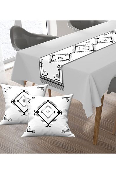 Ardizayn Ethnic - Boem, țesătură de bumbac, balcon, grădină, calea de bucătărie și set de 2 huse de pernă