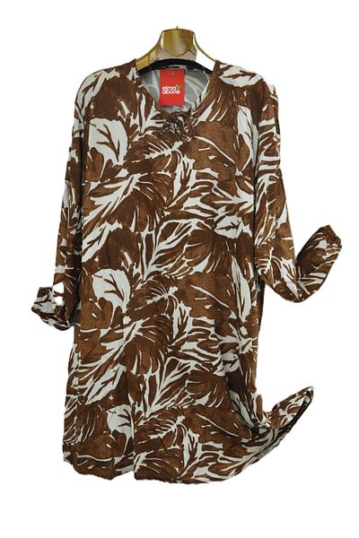 elma abone Large Size Viscose Lace-Up Tunic