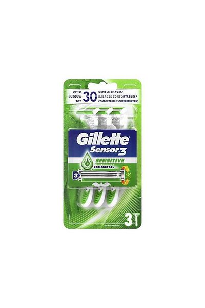 Gillette Sensor 3 Men's Razor for Sensitive Skin - 3 Count