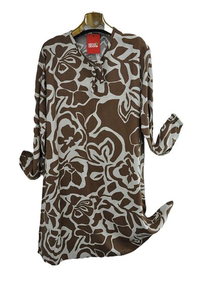 elma abone Large Size Viscose Lace-Up Tunic