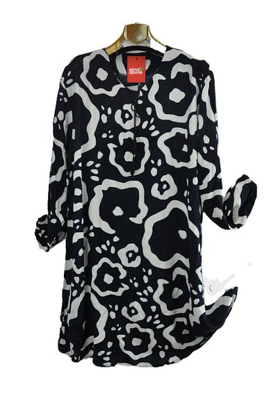 elma abone Large Size Viscose Lace-Up Tunic