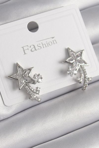 Skygo Rice silver color zircon stone tailored star model women's earrings - tj-bkp9994