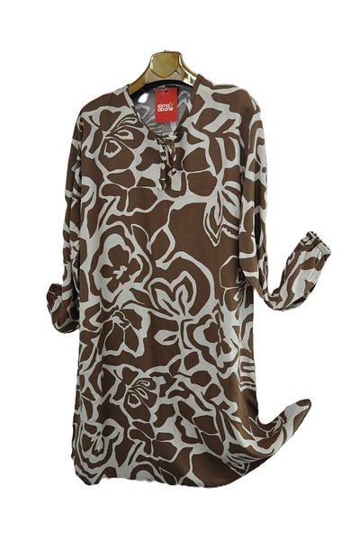 elma abone Large Size Viscose Lace-Up Tunic