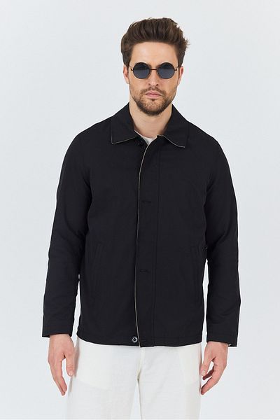 EnricoBASELLİ Cotton Safari Summer Spring Black Thin Coat