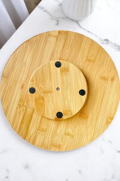 Mirilliahome Bamboo Rotating Pizza Board – Cheese & Breakfast Serving Presentation Plate