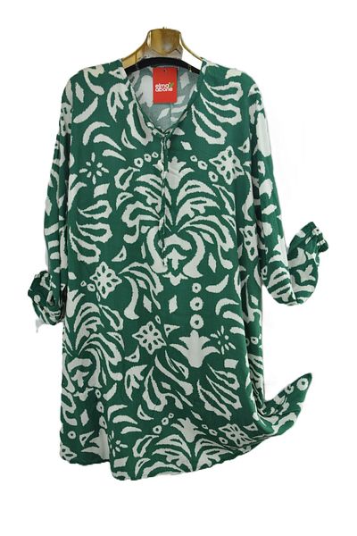 elma abone Large Size Viscose Lace-Up Tunic