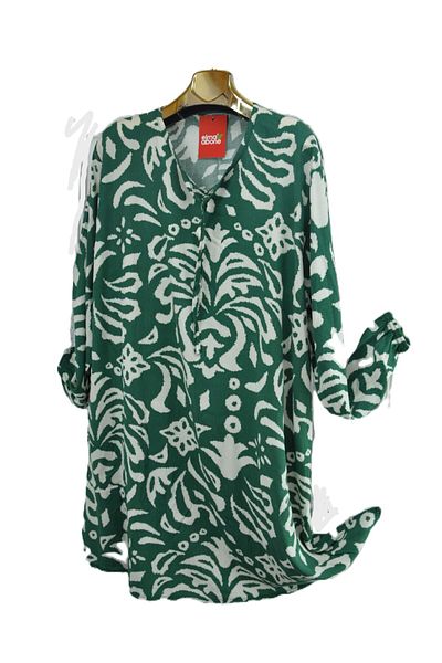 elma abone Large Size Viscose Lace-Up Tunic
