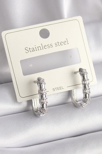 Skygo 316L Steel Silver Color Zircon Stone Hoop Model Women's Earrings - Tj-Bkp9703