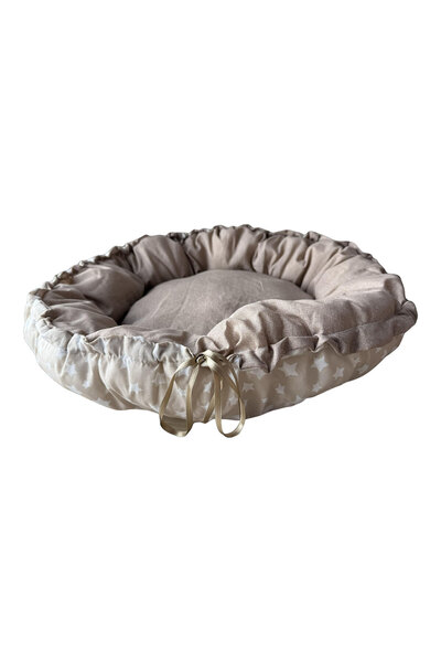 Maxi Pati Bej Yıldız Desenli Kedi Ve Küçük Irk Köpek Yatağı 50 Cm | Yumuşak V...