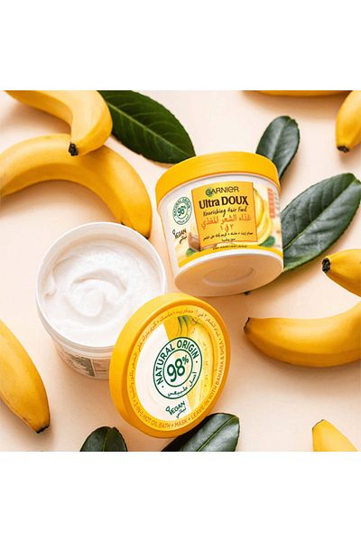 Garnier غارنييه الترا دو غذاء الشعر المغذي 3 في 1 بالموز - 390مل