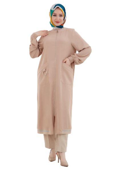 Armine Women's Elastic Sleeves Pocket Zippered Clothing 24Yt546