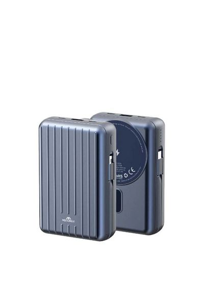MOOGMAX 10000mAh PD Wireless Power Bank – Fast Charging + Reverse Charging + Built-in Cables – Blue Wave Max