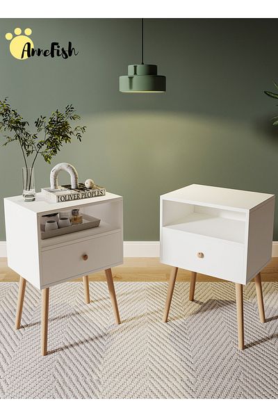 AnneFish 45*35*60cm Nightstand Bedside Table Nightstands End Coffee Table Open Storage Shelf for Bedrooms